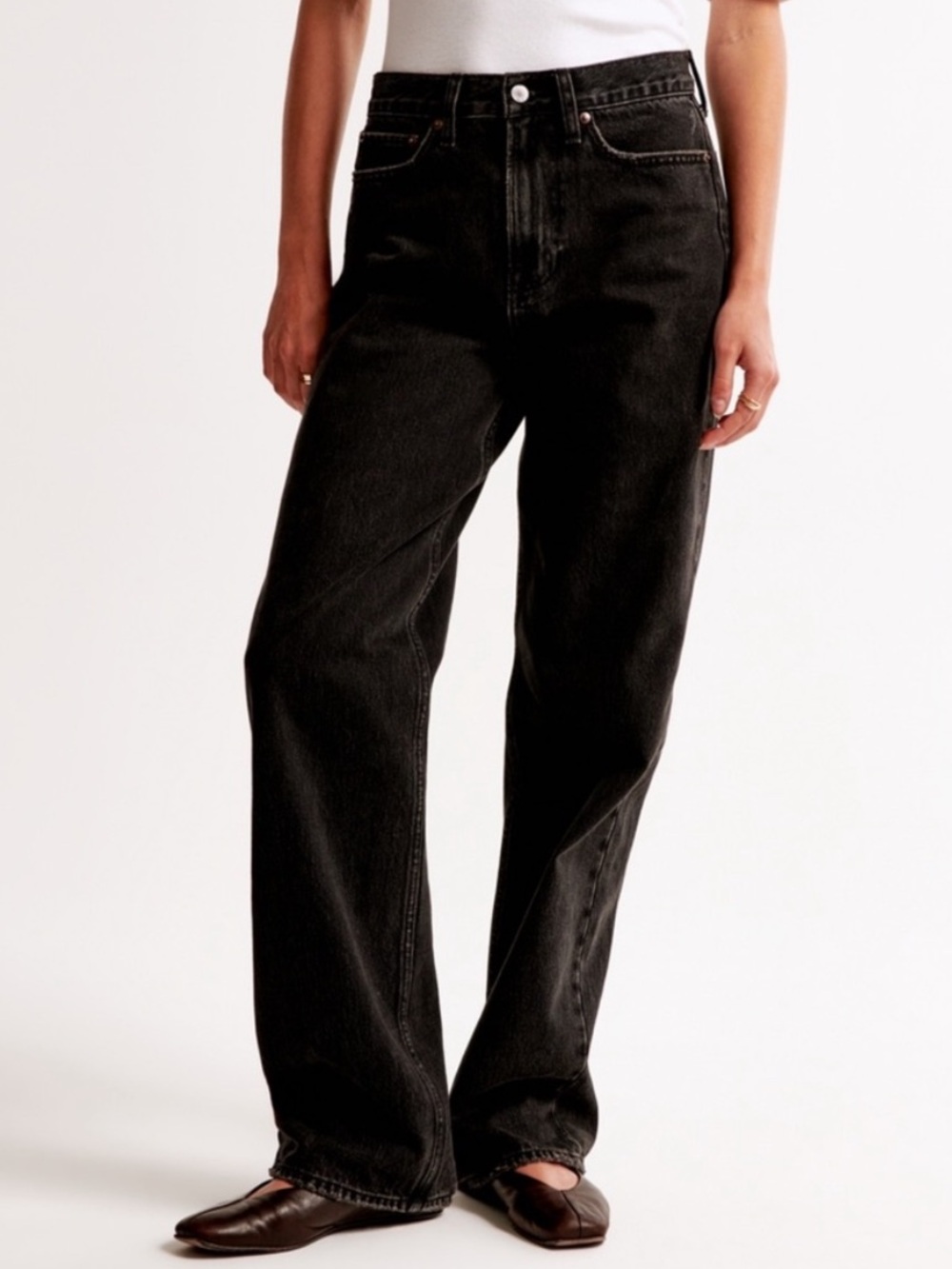 Abercrombie Mid Rise Slouchy Jean in Black